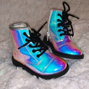 Iridescent Combat Boot Toddler Girl Sz 8